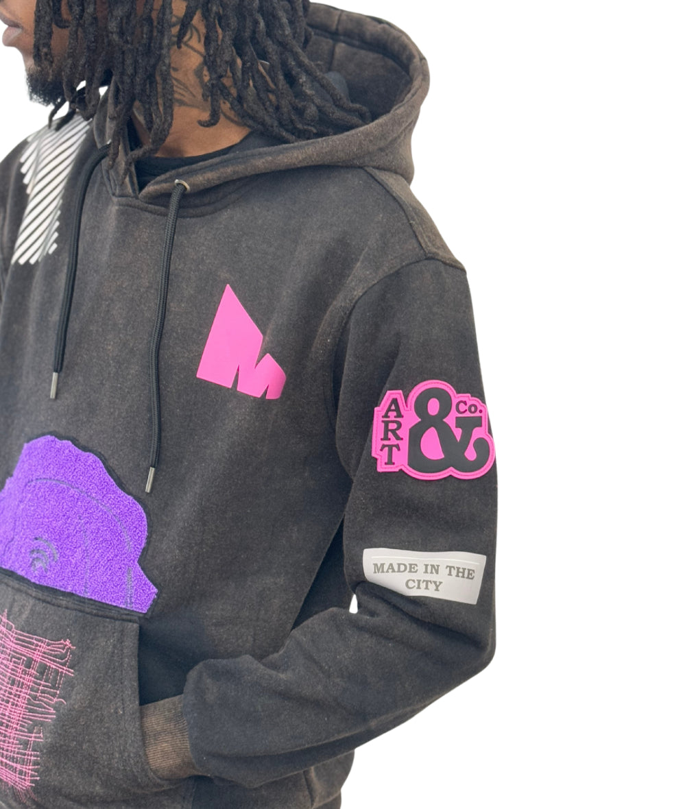 Made in The City X ART&CO Damage  Rose Hoodie