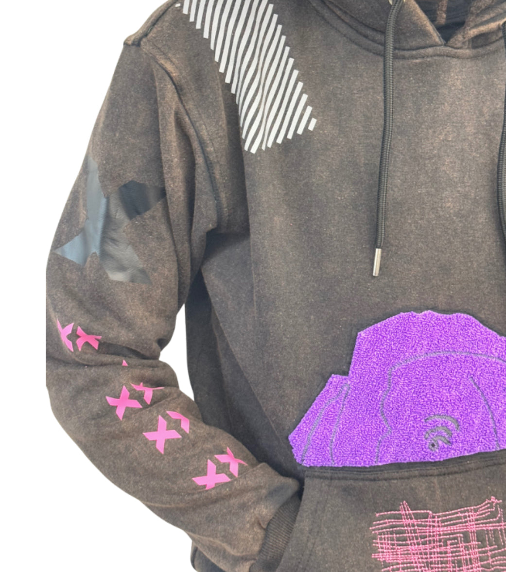 Made in The City X ART&CO Damage  Rose Hoodie