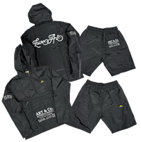 Art & Co. Love Art Windbreaker Nylon Short Set | Screen Printed + Silicon Patching